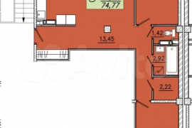 3-к. квартира, 74,8 м², 2/10 эт.