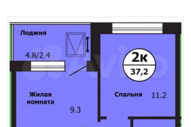 2-к. квартира, 37,2 м², 13/19 эт.