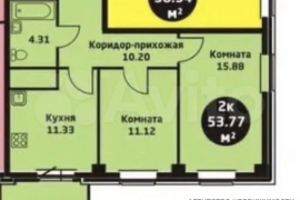 2-к. квартира, 54,1 м², 23/25 эт.