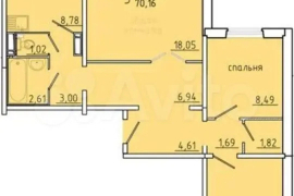 3-к. квартира, 70 м², 12/16 эт.