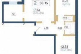 Квартира, 2 комнаты, 60 м²