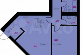 2-к. квартира, 72.7 м², 4/8 эт.