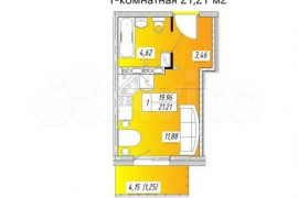 Квартира, студия, 21.21 м²