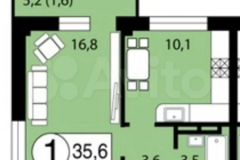 1-к. квартира, 34,8 м², 4/17 эт.
