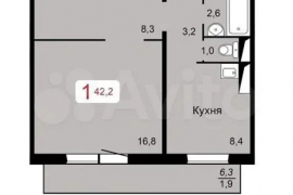 1-к. квартира, 42 м², 5/17 эт.