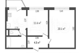 2-к. квартира, 51 м², 3/9 эт.