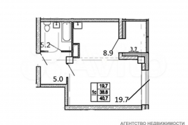 Квартира-студия, 41,2 м², 5/24 эт.