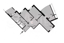 3-к. квартира, 88,6 м², 10/14 эт.
