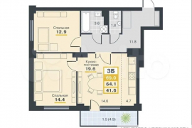 3-к. квартира, 69 м², 4/25 эт.