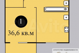 1-к. квартира, 36,6 м², 2/14 эт.