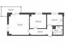 2-к. квартира, 67 м², 6/19 эт.