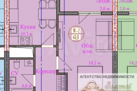 1-к. квартира, 40 м², 7/21 эт.