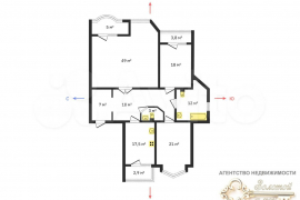 3-к. квартира, 142 м², 3/7 эт.