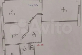 3-к. квартира, 64 м², 1/5 эт.