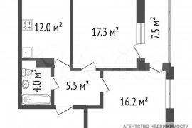 2-к. квартира, 54,8 м², 16/19 эт.