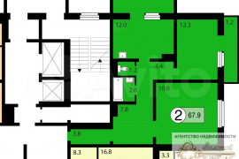 2-к. квартира, 67,9 м², 9/16 эт.