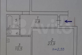 2-к. квартира, 63,4 м², 5/10 эт.