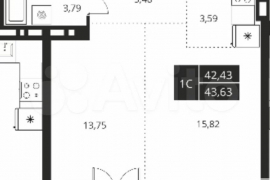 2-к. квартира, 43,6 м², 14/25 эт.