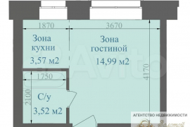 Квартира-студия, 22,1 м², 3/4 эт.