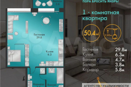 1-к. квартира, 51 м², 5/9 эт.