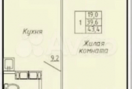 1-к. квартира, 43,4 м², 3/9 эт.