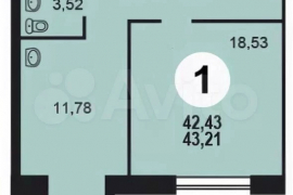 1-к. квартира, 43 м², 7/9 эт.
