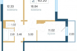 2-к. квартира, 63 м², 16/16 эт.