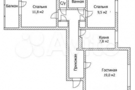 3-к. квартира, 64,4 м², 9/9 эт.