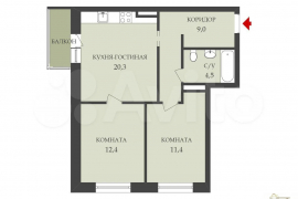 2-к. квартира, 58 м², 5/16 эт.