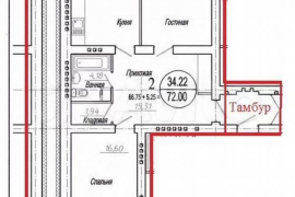 2-к. квартира, 72 м², 5/10 эт.
