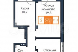 2-к. квартира, 57,1 м², 19/19 эт.