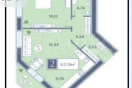 2-к. квартира, 63,2 м², 6/8 эт.