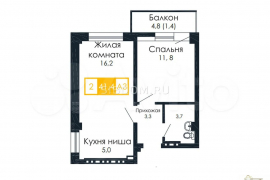 Своб. планировка, 41,4 м², 7/19 эт.