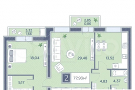 2-к. квартира, 78 м², 3/14 эт.