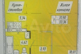 1-к. квартира, 33,6 м², 12/17 эт.